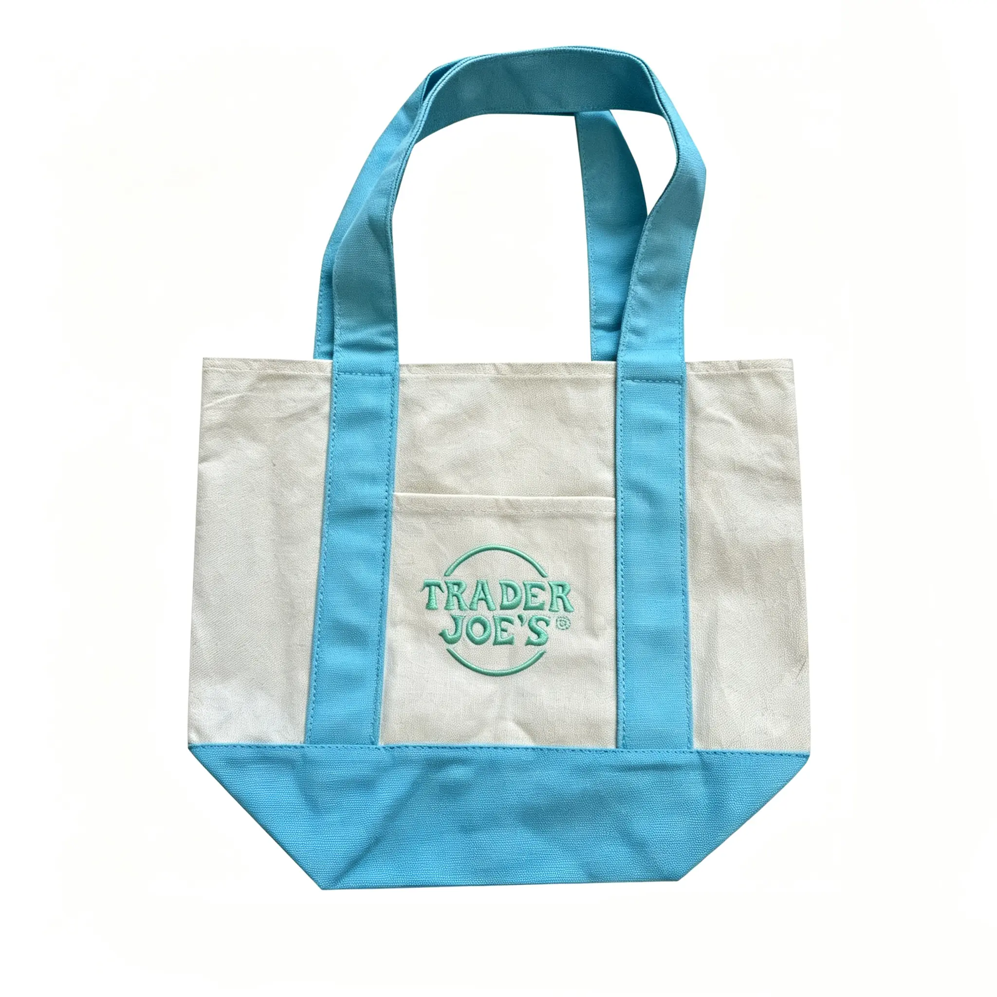 Joe's Blue Tote Bags, Trader 4 Pack Mini Canvas Tote Bags, Lightweight Reusable Closet Organizer Storage Bags for Home Wardrobe & Everyday Use