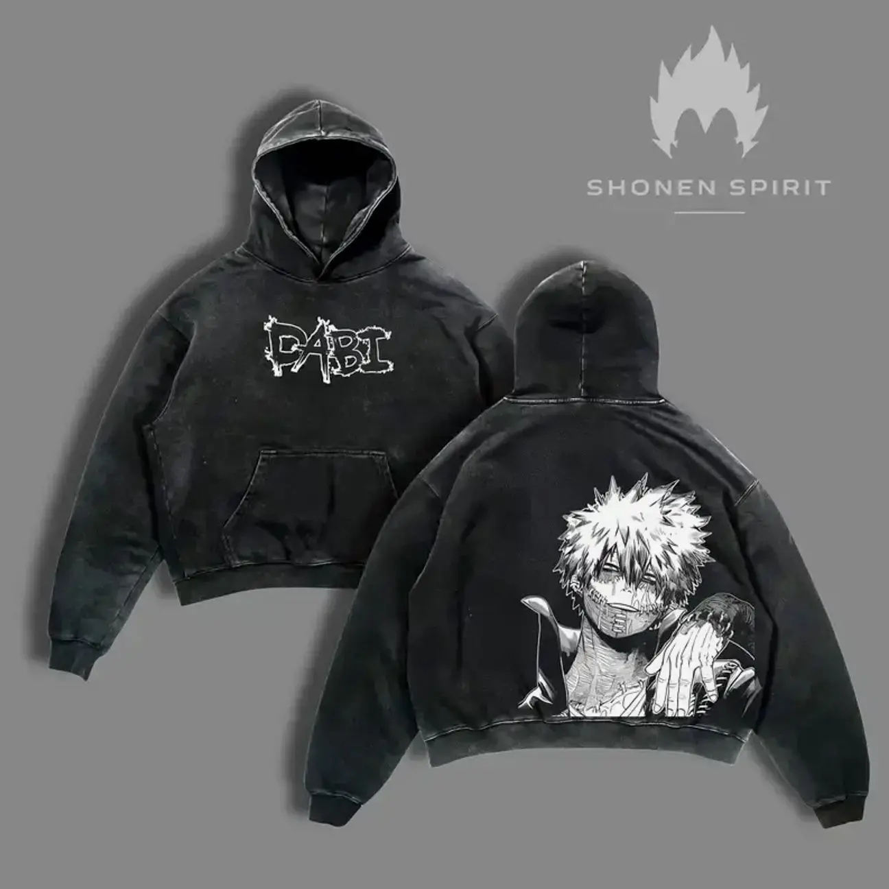 Dabi Washed Apparel, My Hero Academia Merch, League Of Villains Clothes, Vintage Washed Oversized Tee/Hoodie, Blue Flame Graphic, Touya Todoroki Fashion. YW3