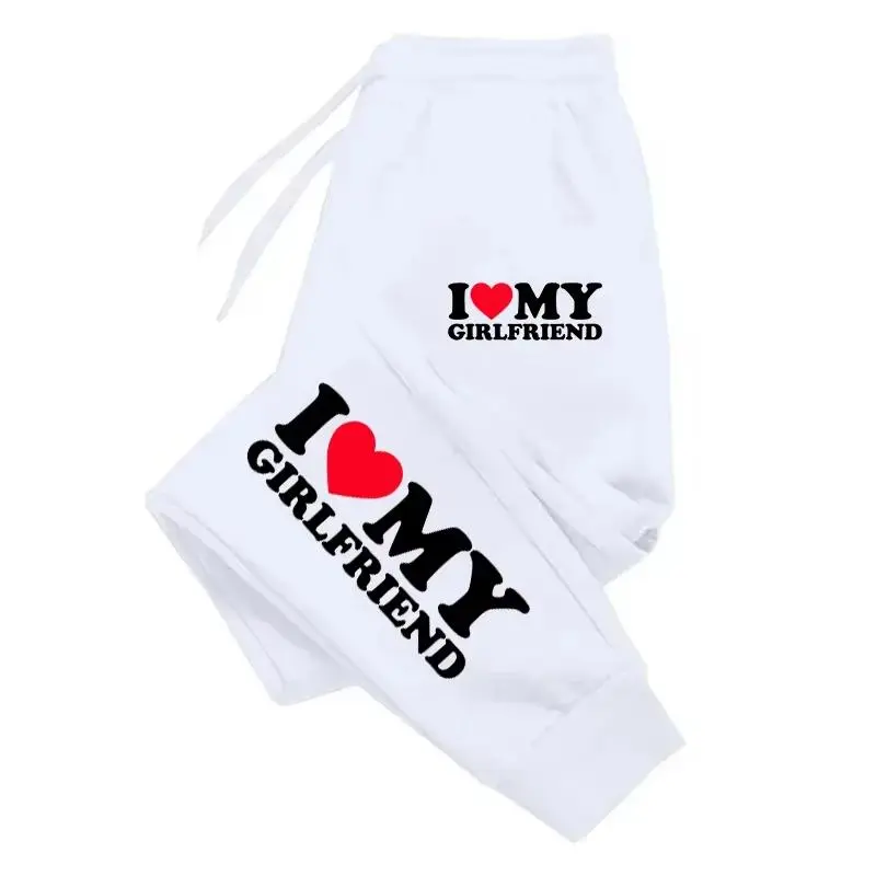 I Love My Girlfriend Sweatpants, I Heart My Girlfriend Graphic Jogger Pants For Men Women, Unisex Streetwear Joggers, Casual Pants, All Seasons