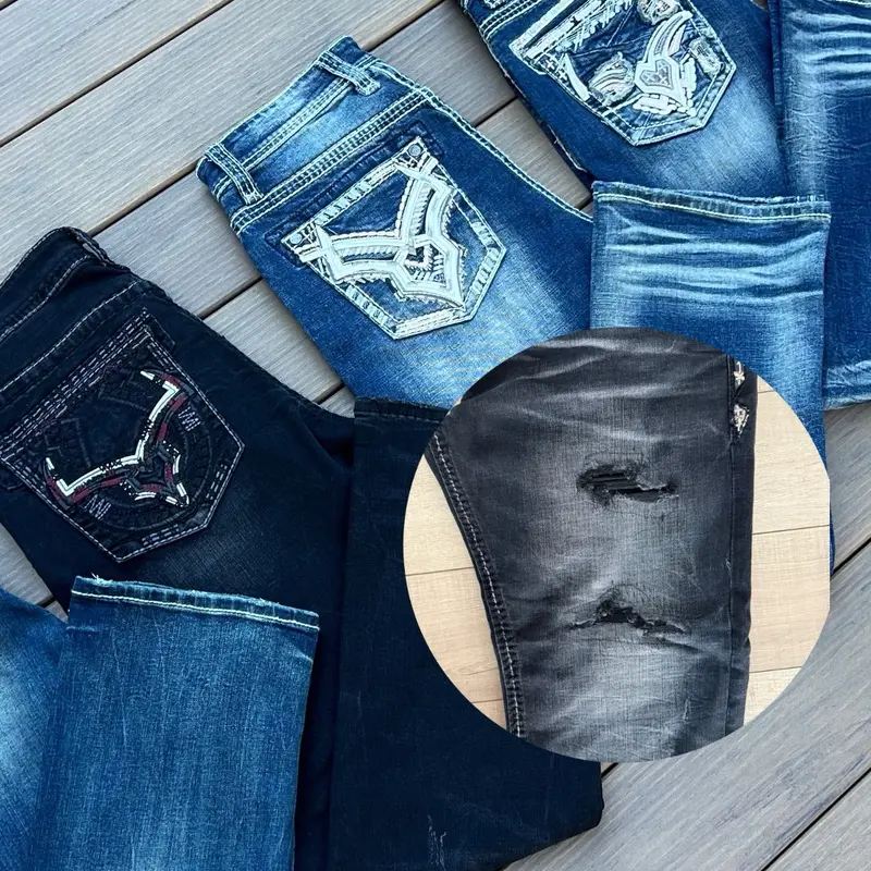 RIPPED NIKO WESTERN SLIM STRAIGHT JEANS