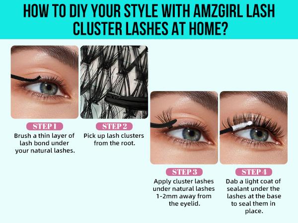 【Buy One Get One Free】AMZGIRL LASH 320 Clusters DIY Cluster Lash Extension Kit - Waterproof, Bond & Seal, 30D+40D Eyelashes, Makeup Cosmetic