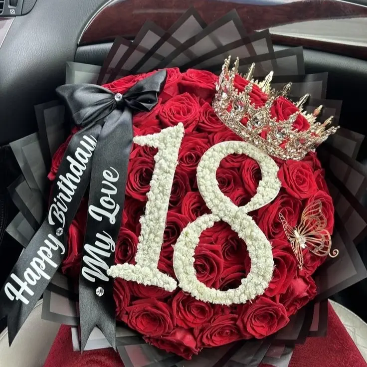 Artificial 18th Birthday Roses, 30-Piece Decorative Floral Arrangement