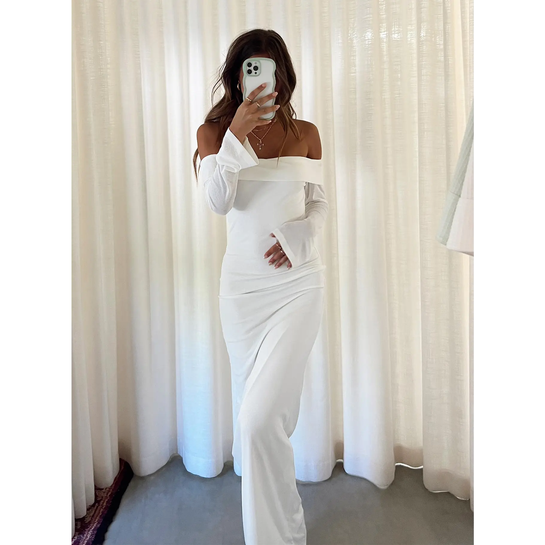 Maida Long Sleeve Maxi Dress White