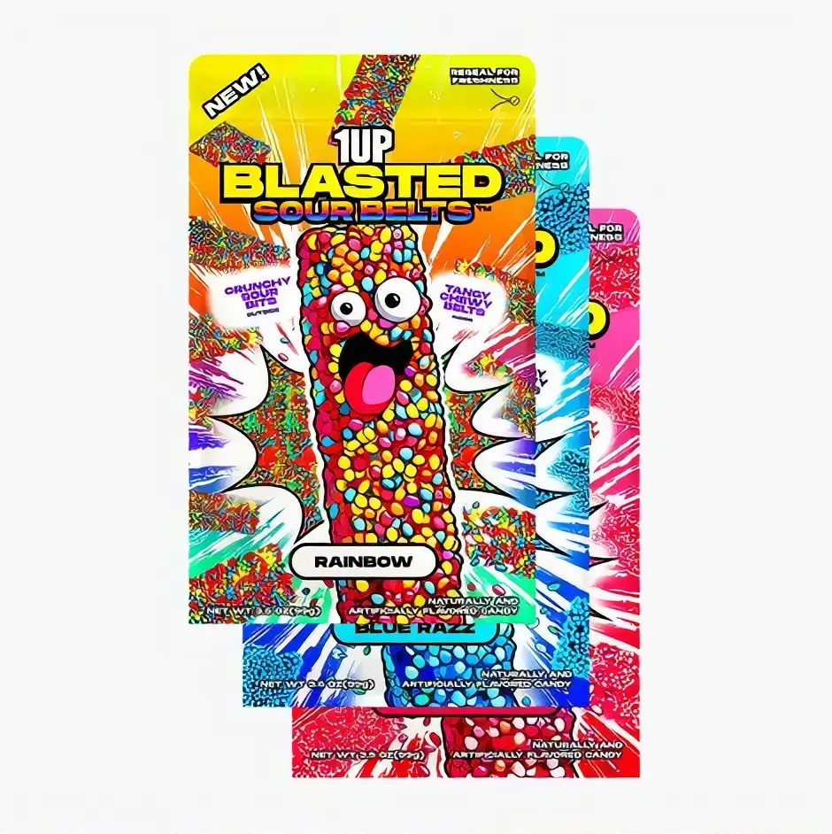 1UP Candy Blasted Sour Belts – Blasted Kit | Crunchy-Coated Sour Candy Variety Pack (3 Bags)
