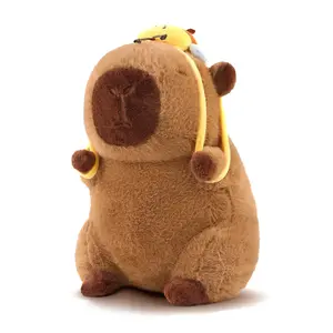Capibara Plush Cute Capibara Stuffed Animal Kawaii Plush Toy with Bee Backpack Cute Pillow Soft Toy Gifts for Kids Boys Girls 9 Inch