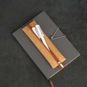 Leather Pencil Case, 1 Count Elasticated Pencil Pouch with Zipper, Lightweight Durable Fountain Pen Protector for School & Office Storage, Computer