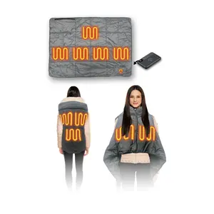 ExtremeHEAT Heated Blanket/Poncho with 10000mAh Power Bank Portable Heating 5 Heating Zones & Convertible Poncho for Outdoor Adventures & Van Life