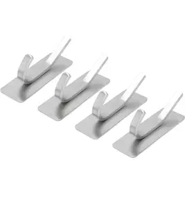 8 Pack Stainless Steel Self Adhesive Hook Coat Hanger Holder Bathroom Kitchen