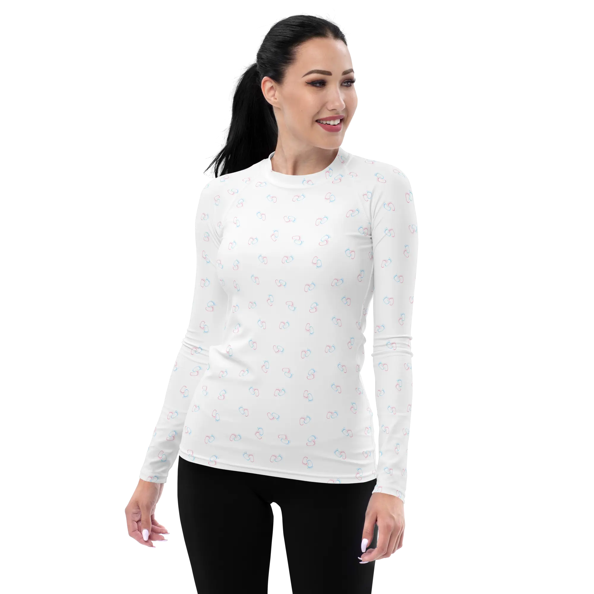 Baby Footprints Outline Underscrub Top for Mother Baby, NICU, L&D Nurses and Healthcare Workers  Uniforms, Fitted Long Sleeve
