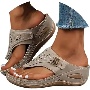 OrthopedicSandalsforWomen,WomenSummerDressyComfortableSandalsArchSupportWedgeSandals2025NonSlipFlipFlopsSandalsGift