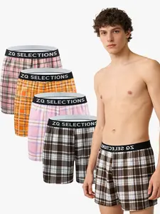 4  Pack Men's Plaid Underwear Set, Color-Durable Fabric, Multiple Sizes Available, Casual Loose Fit, Quick-Dry Breathable, All-Season Wear；The Best Summer Gift for Your Boyfriend's Dad for Father's Day