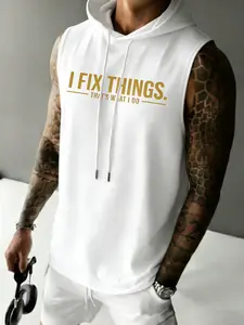 Gift Idea for Him Who Loves DIY Projects, Hooded Sleeveless T-Shirt, Perfect for Creative Minds, Stylish Unisex Clothing