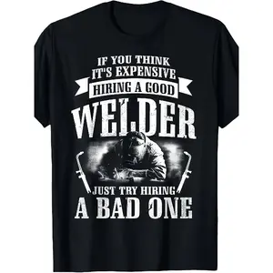 [100% Cotton] 100% Cotton Men's Funny Welding T-Shirt - Retro Welder Humor Suitable for Welders & Sites, Machine Washable Short Sleeve Tee with Welding-Themed, Comfortable Casual Workwear Gift for Welder Apparel