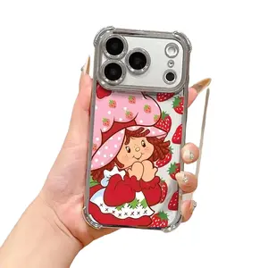 Strawberry S-Shortcake Phone Case for iPhone 17 Air 16 15 14 13 12 11 Pro Max Plus Samsung S26 S25 S24 S23 S22 Plus Ultra, Phone Accessory, Transparent Protective Soft Back Cover with Anti Fall Protection, Accessories