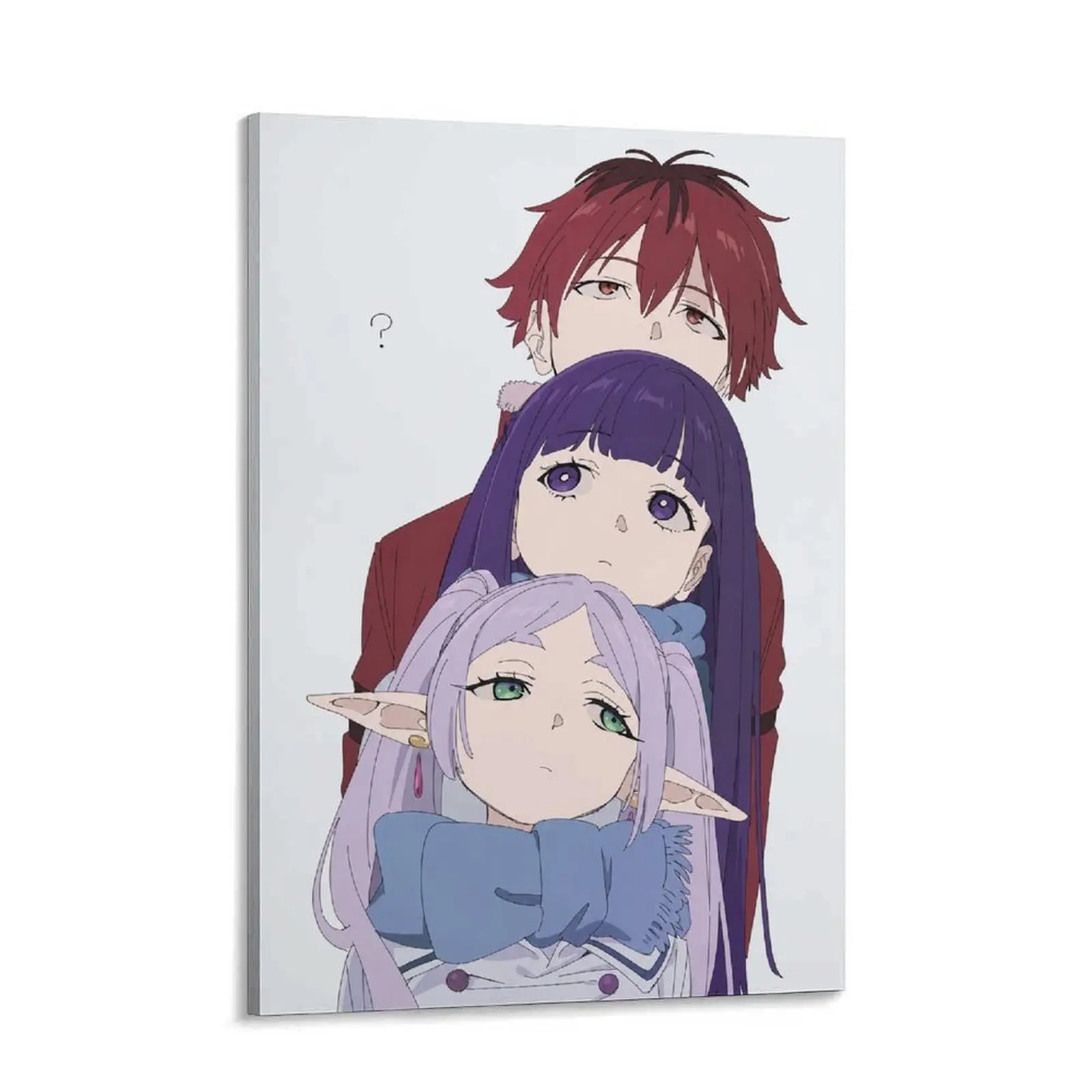 Frieren Beyond Journey's End Canvas Wall Art - Cute Frieren Fern & Stark Stacked Canvas Print - Anime Room Decor Poster Perfect Gift for Anime Lovers & Manga Fans