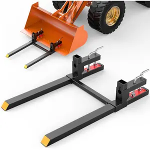 Nilight 43" 2000lbs Clamp on Pallet Forks Heavy Duty with Adjustable Stabilizer Bar for Loader Bucket Skid Steer Tractor Fitment