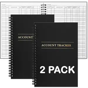 2-Pack Expense Tracker Ledger Books (100 Pages Each) for Home Budget Tracking, Business Bookkeeping, and Small Business Financial Planning