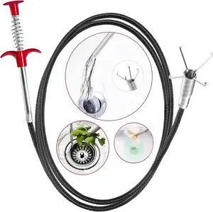 Drain Snake,61 inch Flexible Grabber Claw Pick Up Reacher Tool,Drain Clog Remover - Gutter Cleaning Tools for Home Sink, Bathroom Tub,Drain, Toilet, Tight Spaces