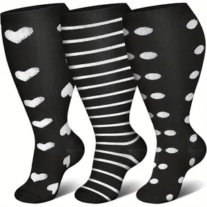 Travel Comfort Wide Calf Compression Socks 20-30 mmHg 3 Pairs Unisex