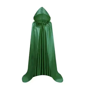 High-Quality Hooded Cape, Chiffon Halloween Adult Costume, Witch Vampire Wizard Long Cape, Drawstring Design, Multiple Colors Available