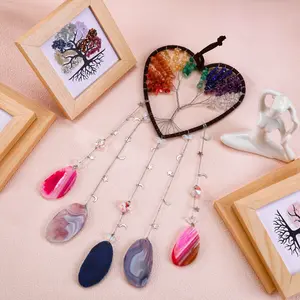 [Magic Crystal] Crystal Wind Chime, Crystal Chakra Tree of Life, Heart Shape, 7 Chakra Crystal Stones, Home Ornament,Deals for You Days- Holiday Decor, Christmas, Halloween, New Year, Valentine's Day,Easter,ramadan decorations,st patricks day