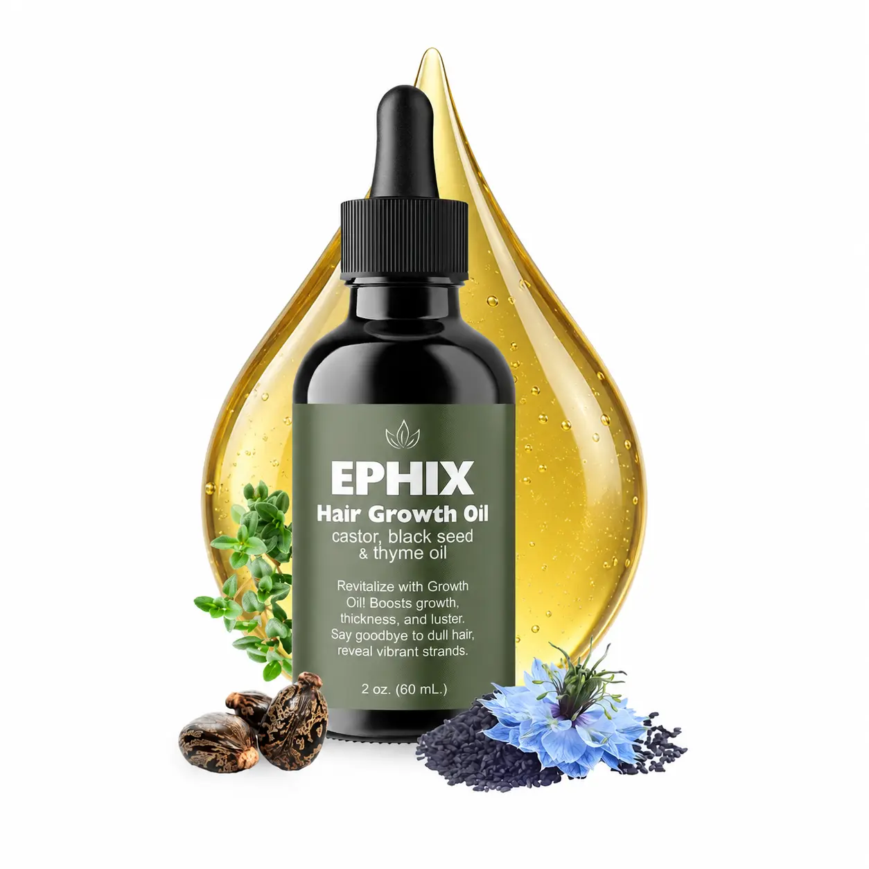 EPHIX Hair Growth Oil For Men & Women - All Natural Scalp Hydration & Dandruff Relief - Strengthens Hair Strands - Vegan & Organic Formula Made In USA - 60ml - Daily Haircare Lavender Comfort