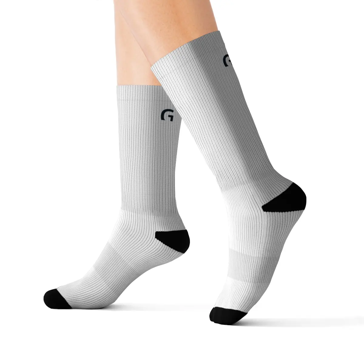 Premium Sublimated - White Socks by Garderobe Clothing