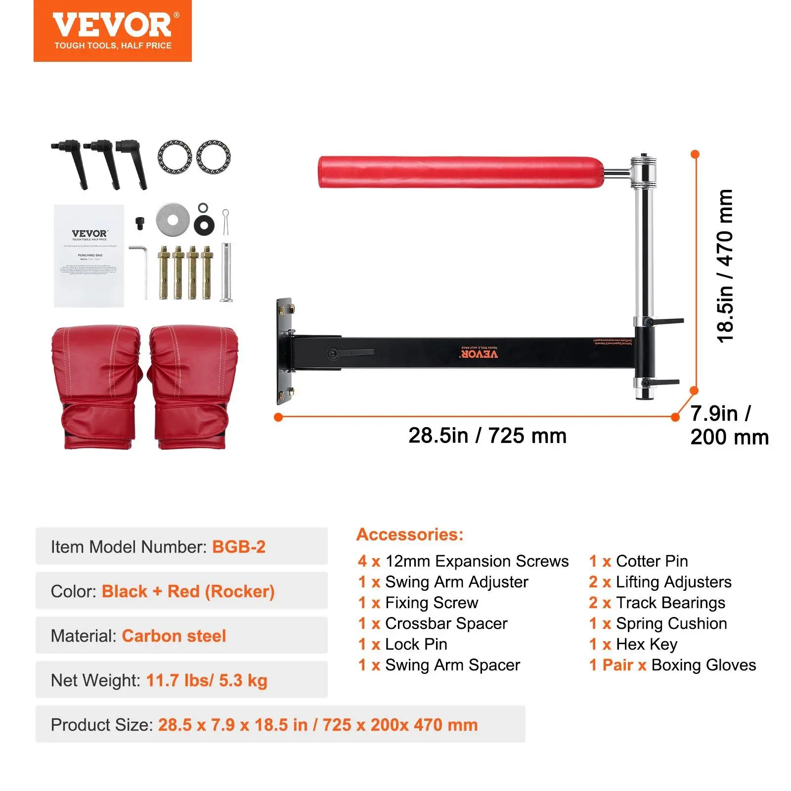 Wall Mount - only Spinning Bar - Red