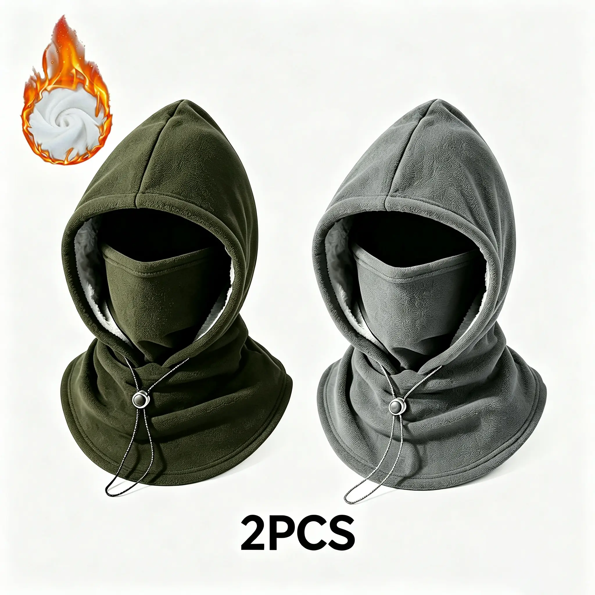 2-Piece Integrated Flannel Hat with Neck Visor and Face Mask, Windproof for Outdoor Cycling, Autumn Winter Use