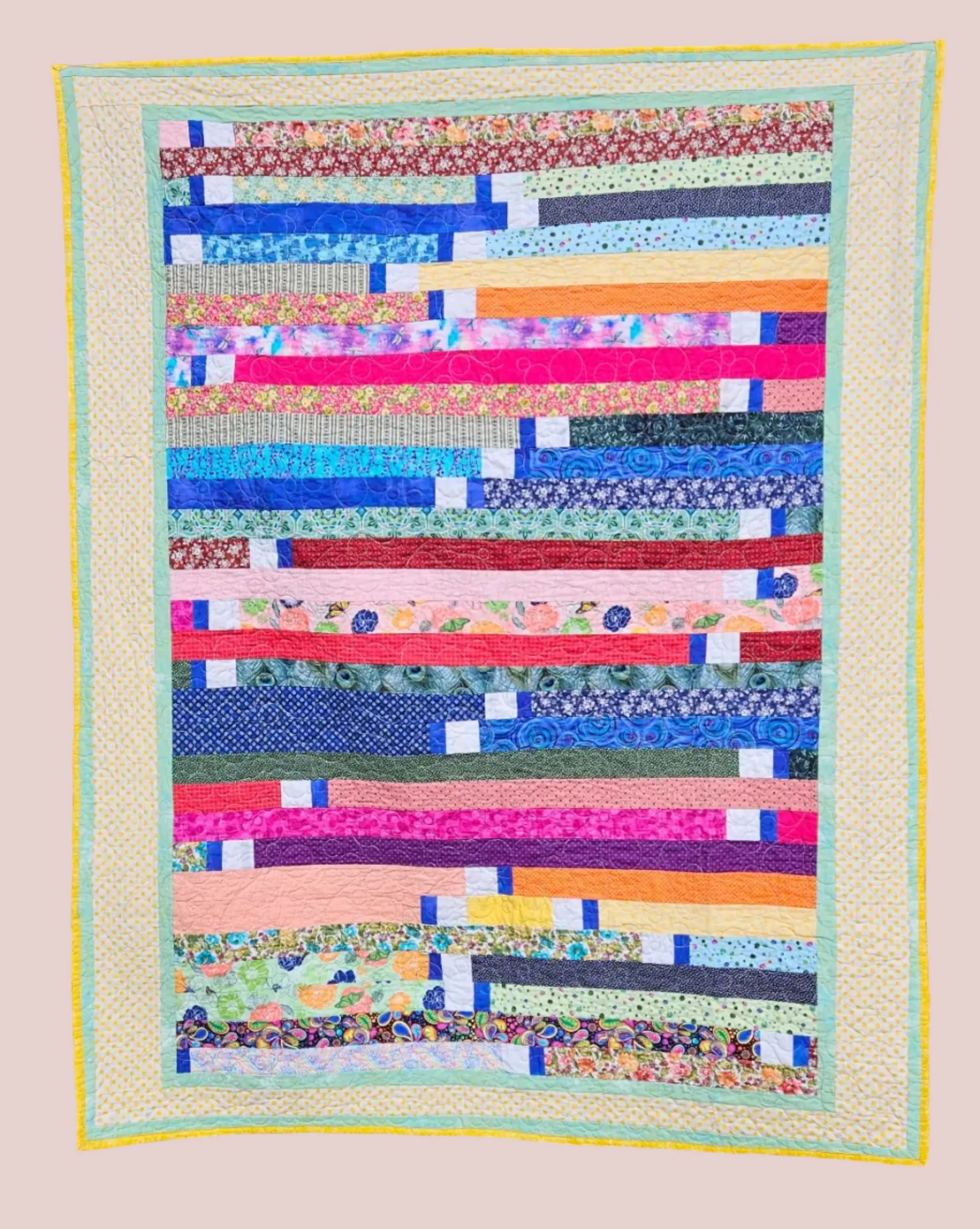 Handmade Quilt. Rainbow Stroll 56 x 72