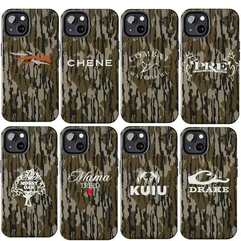 Mossy Oak Bottomland Camouflage Pattern Vintage Sitka Waterfowl Hunting Camo Tough Phone Case. Rustic Nature Outdoor Aesthetic Rugged Shockproof Protective Cover For iPhone 17 Pro Max 16 Air 15 14 13 12 11.