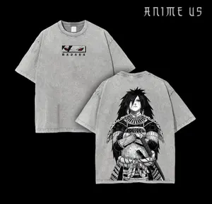 Uchiha Madara x Naruto Anime Double Printed Washed Tee Unisex Oversize Anime Manga Lightweight Cotton T-Shirt, Gift For Anime Fan Lover , Madara Fan , Madara Shirt , Naruto Merch
