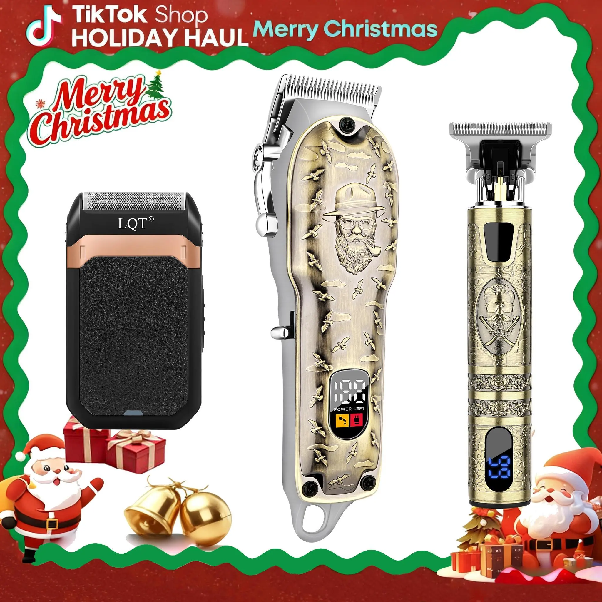 LQT Men's 3-in-1 Rechargeable Hair Trimmers & Clippers Set - Brushless Cordless, Battery Powered Trimmer, 2000mAh USB Charging Precision Cut Tool with Detail Shaver, Split End Cutter, 800g At-Home Haircut & Beard Care Device, Wireless Haircut Tool
