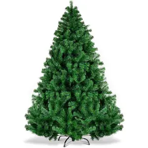 6ft Artificial Christmas Tree, Premium Unlit Hinged Spruce Full Tree with 1000 Branch Tips, Metal Stand, Hinged Structure, Easy Assembly Festival Celebration Xmas Tree for Home, Office, Party Decoration Decor Ornaments