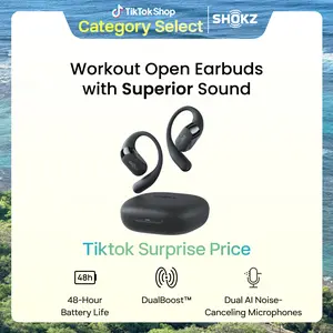 SHOKZ OpenFit 2 Open-Ear Headphones with True Wireless Bluetooth, Microphone, 48 Hours of Playtime, Fast Charging, IP55 Water-Resistant