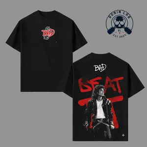 Michael Jackson Bad Album Tee, Oversized Heavyweight Cotton Tee, King Of Pop Performance Back Print Graphic Shirt, Retro Music Streetwear Unisex