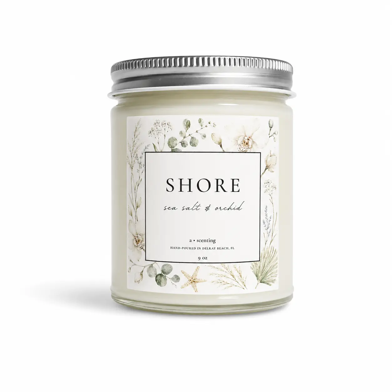 Shore Scented Candle, Sea Salt & Orchid Fragrance, Home Decor Accent