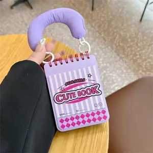 Korean Cute Purple Notebook Soft Portable Airbag Wristband Case For Samsung Galaxy Z Flip 6 5 4 3 Zflip6 5G Shockproof Cover