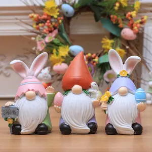 Easter Bunny Decoration Resin Craft, Cute Rabbit Ears and Easter Egg Decor, Perfect for Home Living Room TV Stand Garden