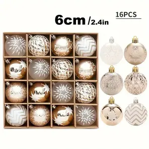 16 Christmas Ball Ornaments, 6 Cm Christmas Tree Decorations, Home Holiday Hanging Pendants, Family Gathering New Year Party Gift
