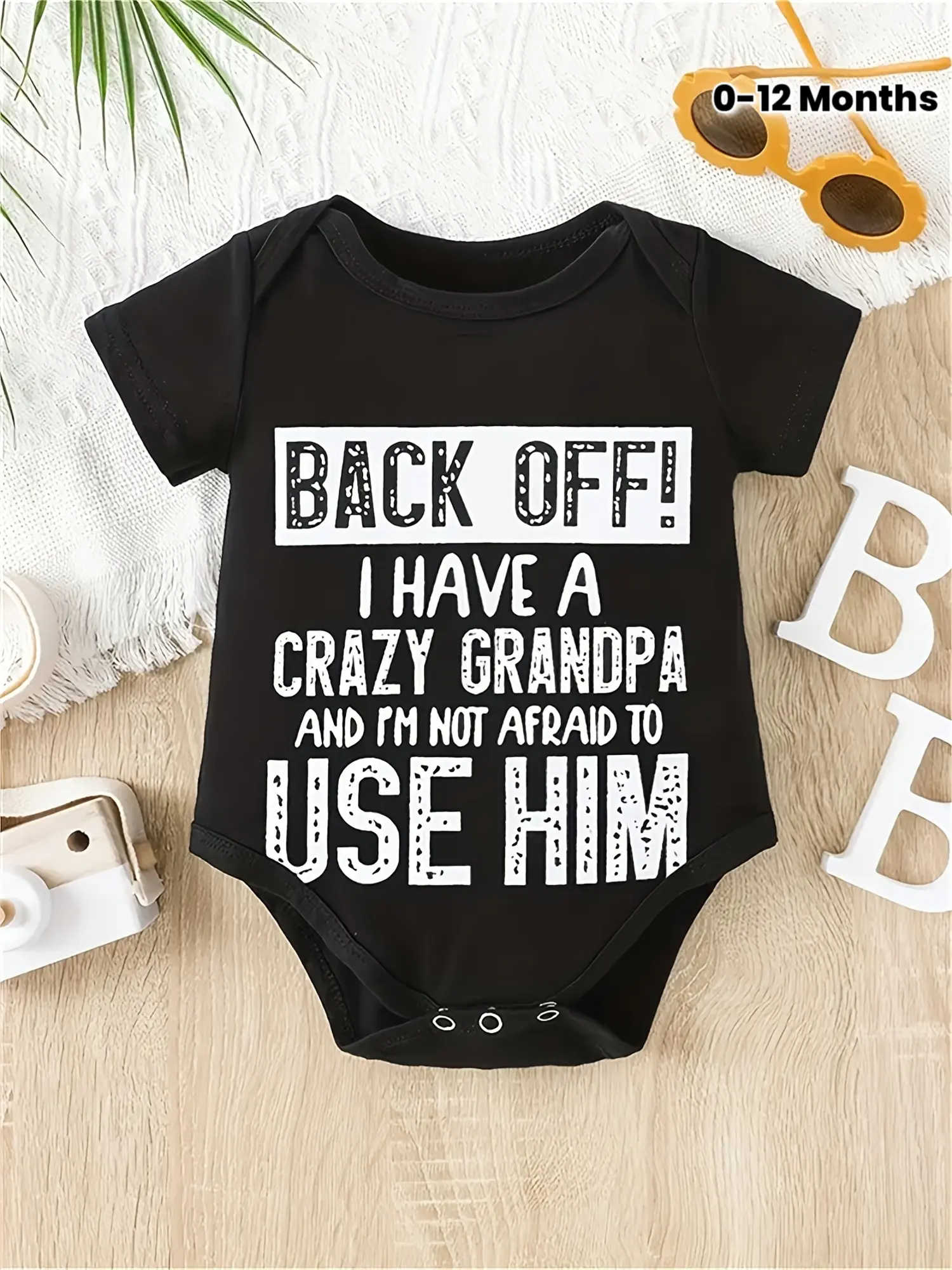 Funny Grandpa Baby Bodysuit, "PAPA Told Me I COULD" Letter Print Newborn Onesie, Soft Cotton-Blend Infant Outfit for Boys & Girls, Baby Clothing, Newborn Onesies