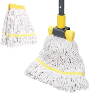 KeFanta Commercial Mop Heavy Duty Industrial Mop with Long Handle,60" Looped-End String Wet Cotton Mops for Floor Cleaning,Home,Kitchen,Office,Garage and Concrete/Tile Floor Stainless Tool
