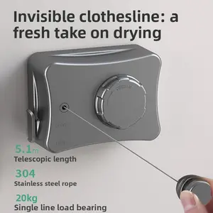 Invisible Clothesline Retractable Drying Clothes Artifact Indoor Outdoor Yard Bathroom Telescopic Balcony Steel Wire Rope Rack