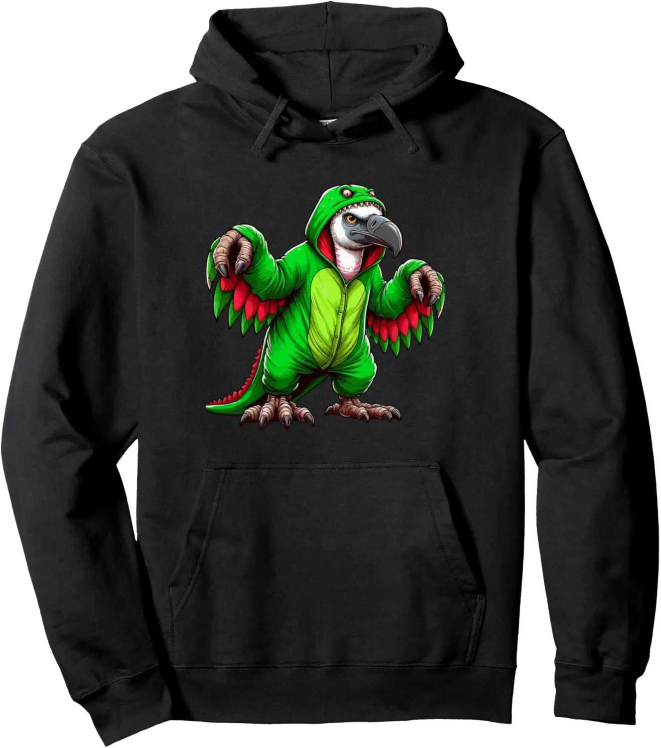 Vulture Wearing Dinosaur Costume Halloween Cosplay T-Rex Pullover Hoodie - Diegoort Shop 32B0F2762T1K