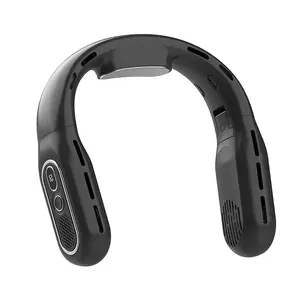 Bladeless folding neck-hanging fan, lazy person, silent, large-capacity portable digital display outdoor small fan