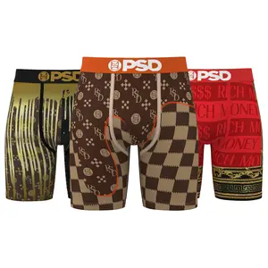PSD Mens Emblem Lux Boxer Brief 3 Pack - Standard Length 7 Inch Inseam, Soft and Breathable Poly Blend Fabric