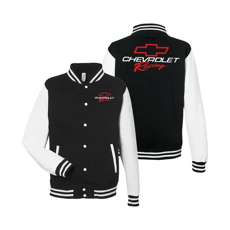 Chevrolet Racing Varsity Jacket, Varsity Baseball Jacket, Football Inspired Style, Unisex Streetwear Coat