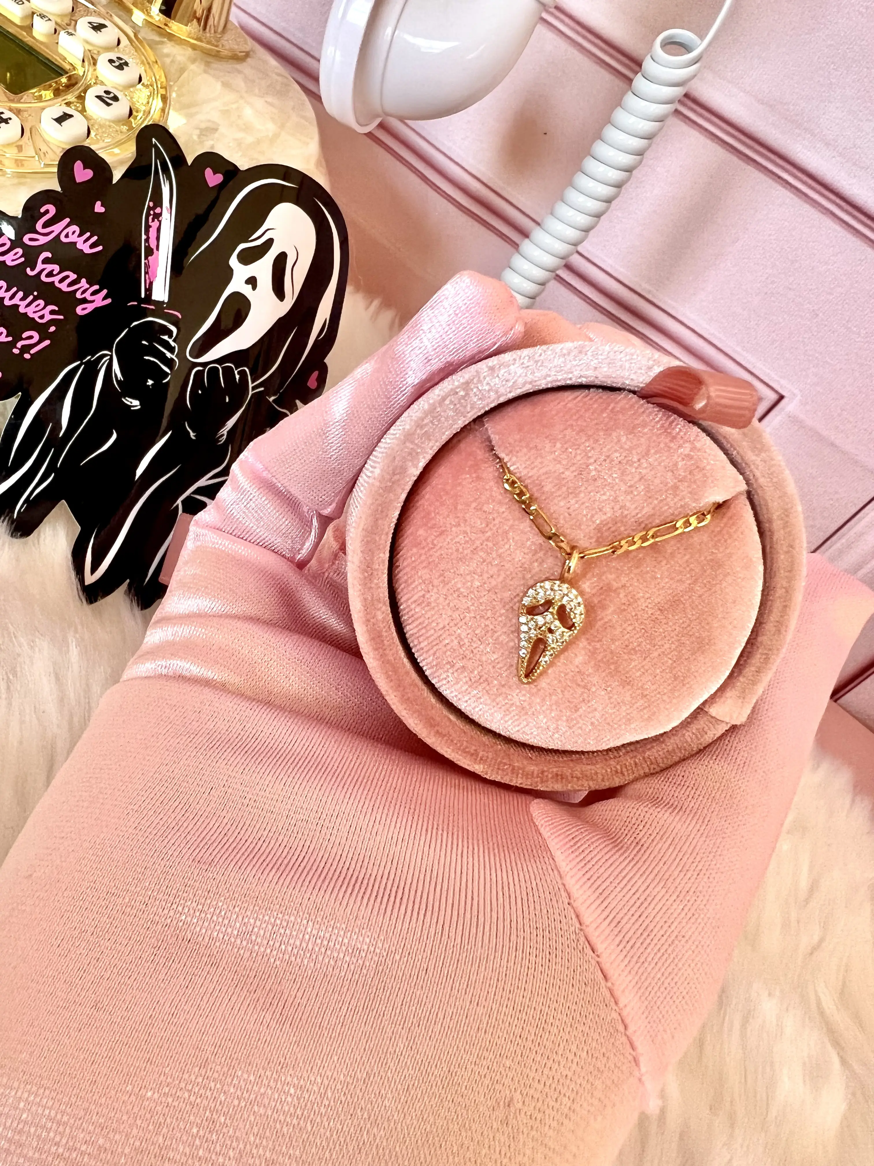 Scream Ghostface Pendant Necklace in Gold - Fashion Accessory