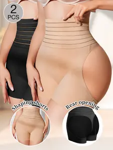 Women's High-Waisted Butt-Lifting Striped Shapewear Shorts - Ice Sliky Fiber Fabric Seamless Non-Slip Shaping Shorts with Tummy Control, 7/8 Length for Body Contouring & Butt Lifting, No Press