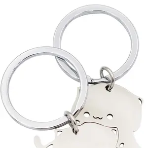 Couple Keychain Bear Cat Keychain Cute Backpack Charms for Couples Best Friend Lover Boyfriend Girlfriend Gifts Silver Tone